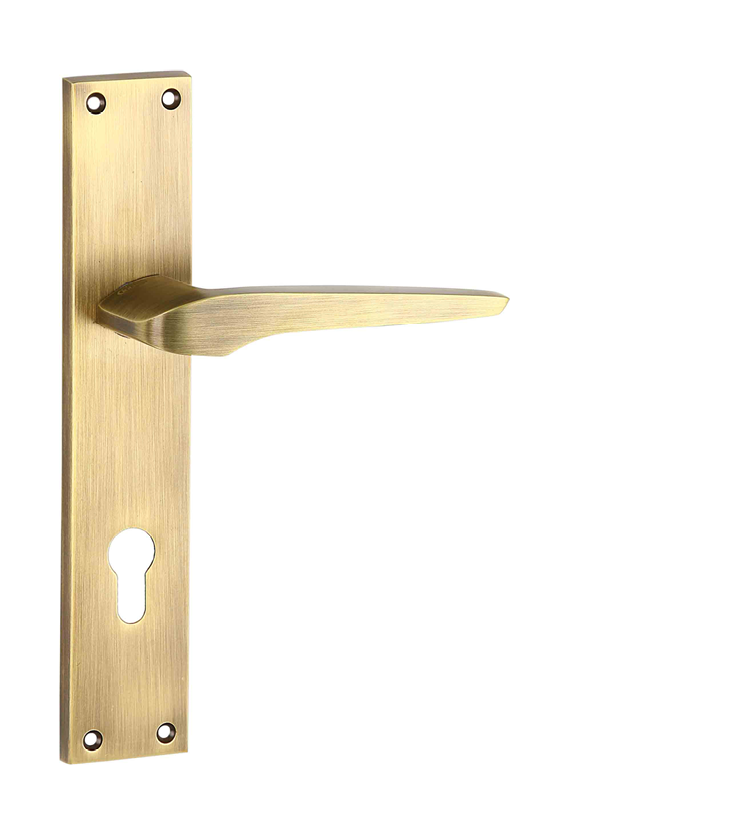 Stylish mortise door handle and lock on plate  for apartments