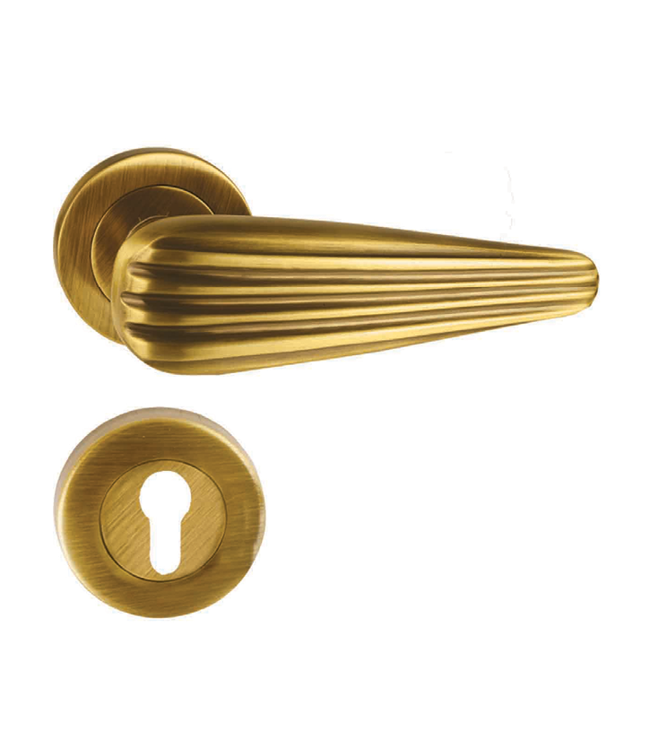 Stylish mortise door handle and lock on rosette for resorts