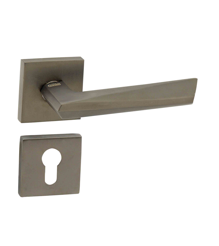 Stylish mortise door handle and lock on rosette for hotels