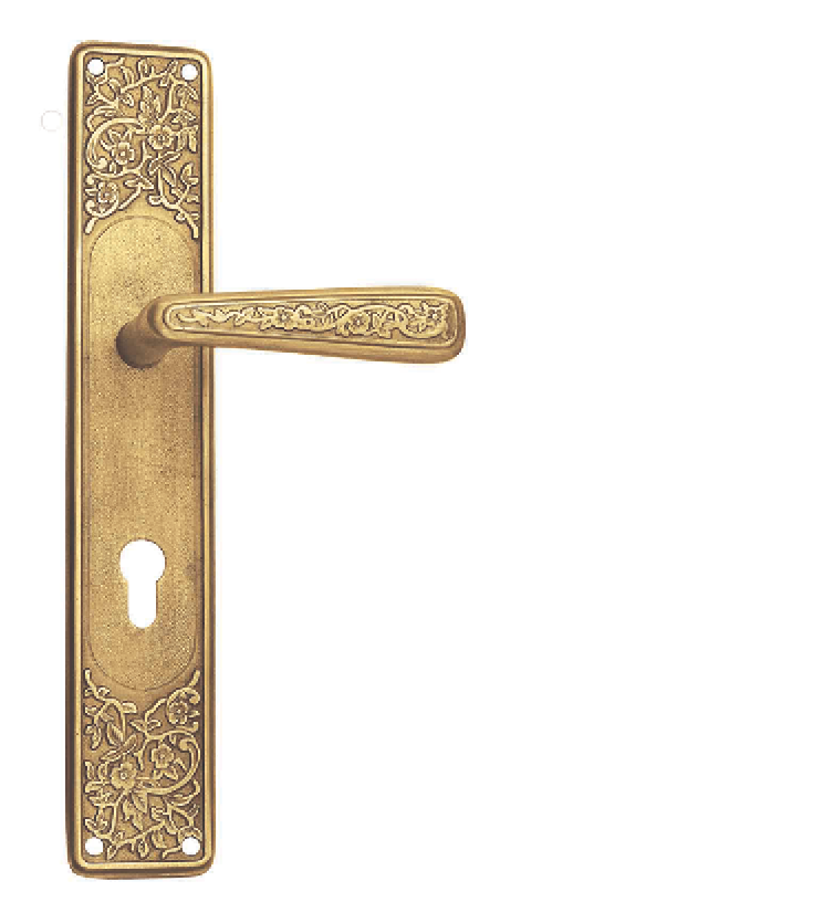 French mortise door handle on plate for villa