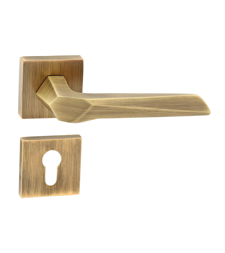 Smooth mortise door handle and lock on rosette for bungalows