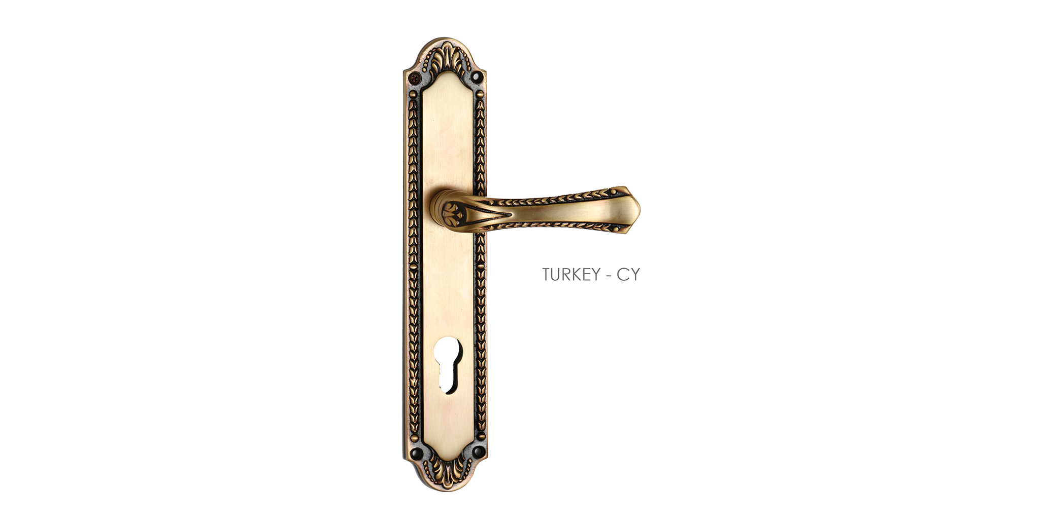 Victorian Mortise Door Handle & Lock On Plate  For Chateaus