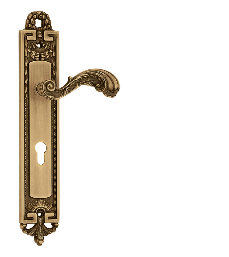 Beautiful mortise door handle and lock on plate  for villa