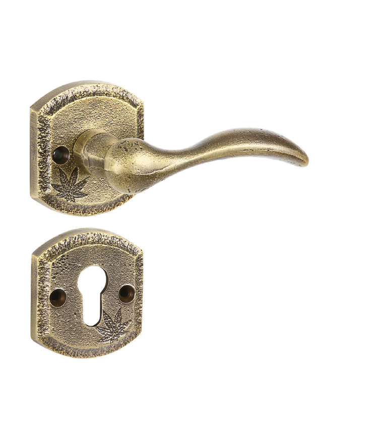 Beautiful mortise door handle and lock on rosette for villa