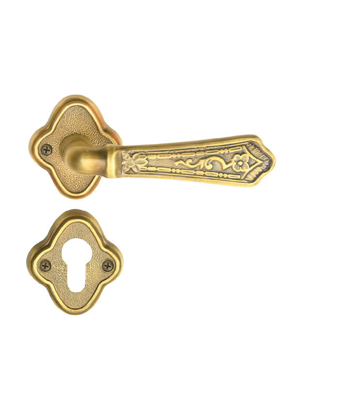 Big mortise door handle and lock on rosette for villa