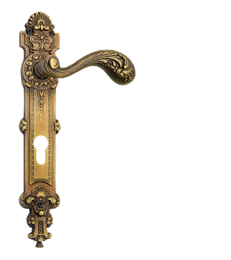 Big mortise door handle on plate for chateaus