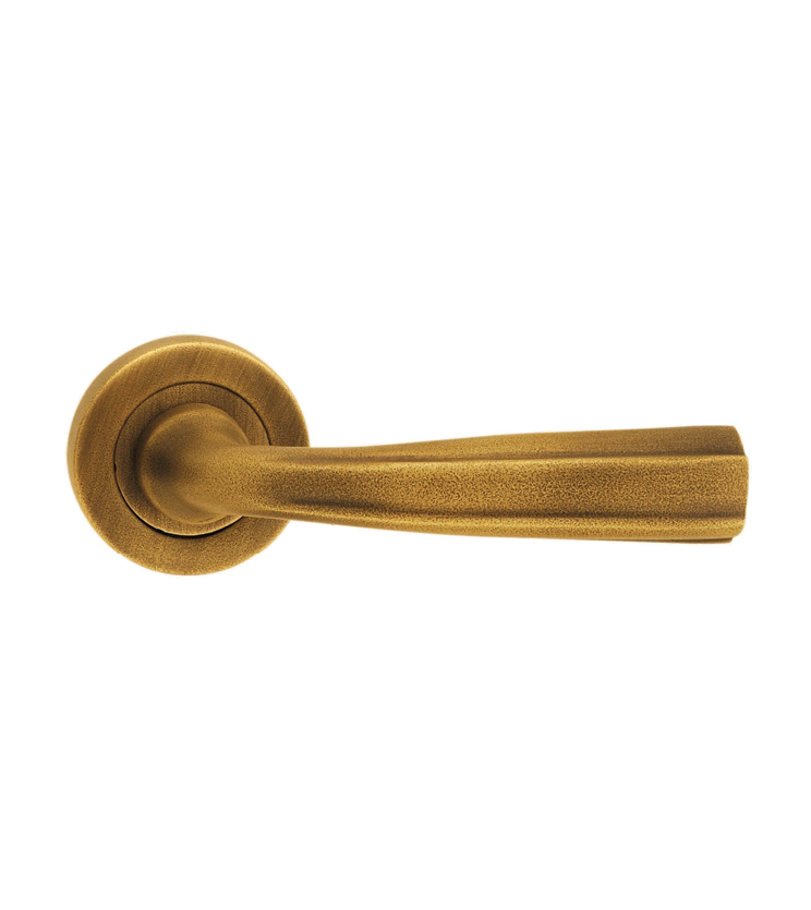 Black, gold, silver and rose gold mortise door handle and lock on rosette for apartments