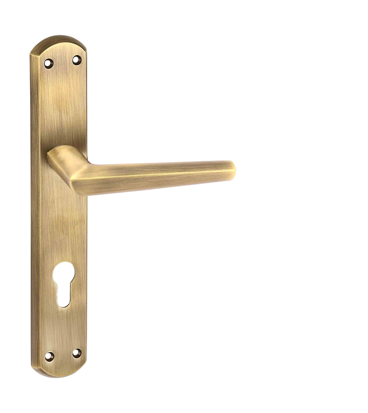 Black, gold, silver and rose gold mortise door handle and lock on plate  for hotels