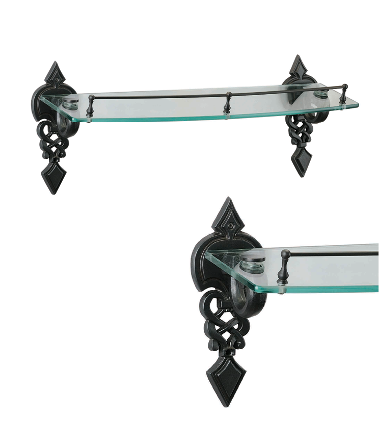 Brass glass shelve as per utility and size for bathroom and powder room for chateaus