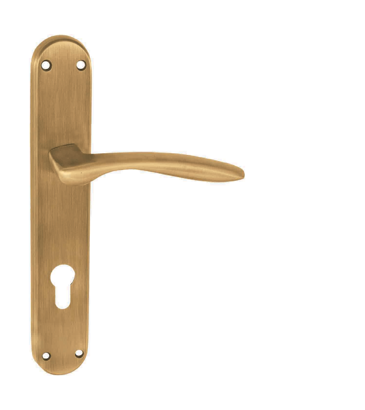 Brass mortise door handle and lock on plate  for villa