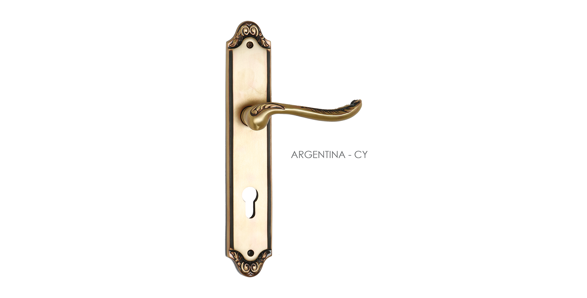 Carved Mortise Door Handle & Lock On Plate  For Restaurants