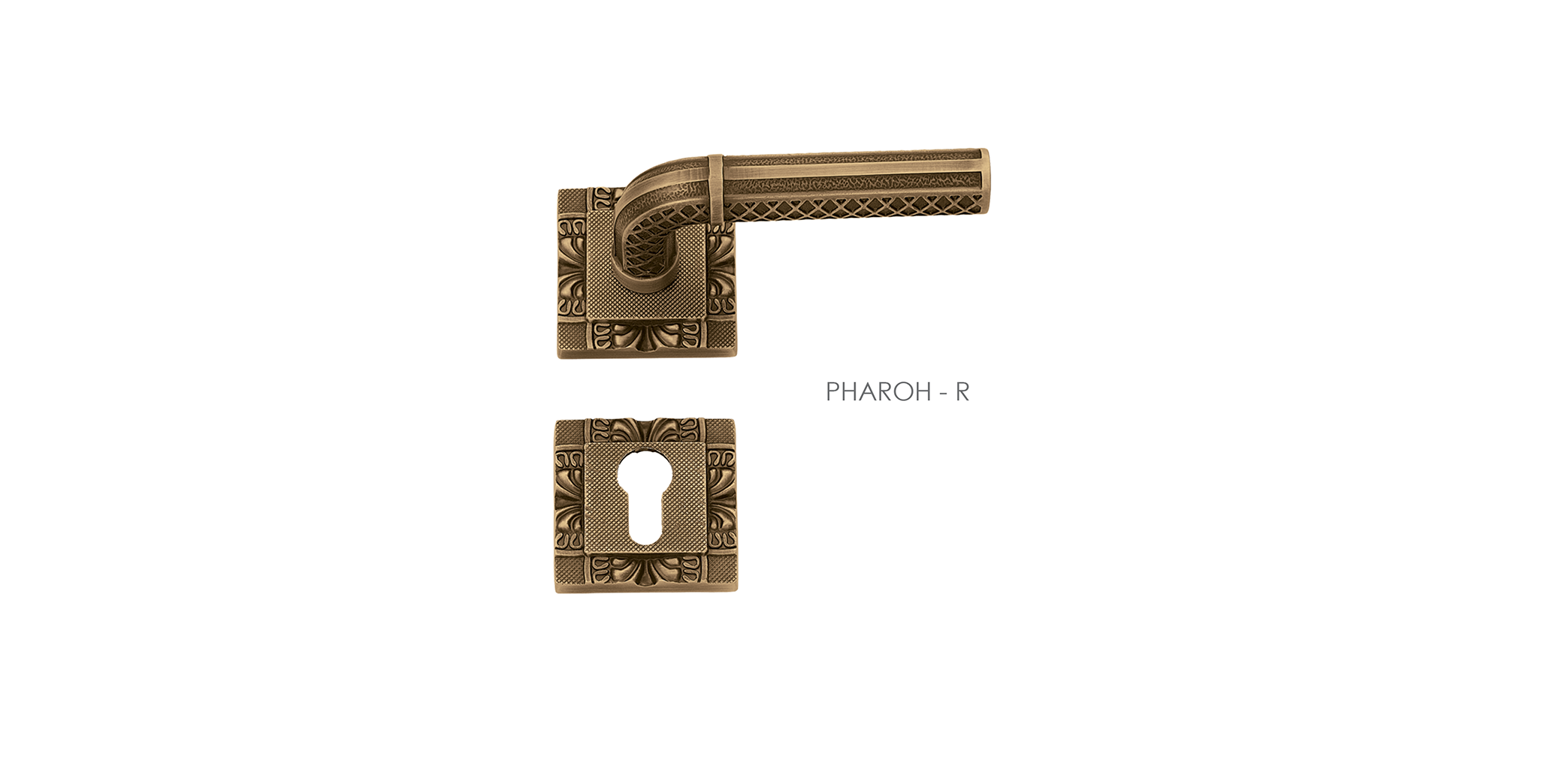 Carved Mortise Door Handle & Lock On Rosette For Apartments