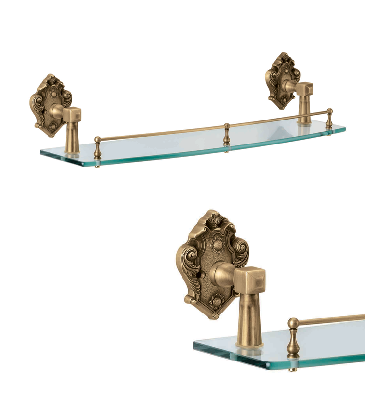 Classic glass shelve as per utility and size for bathroom and powder room for villa