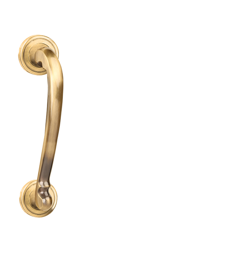 Classic mortise door handle and lock on rosette for houses