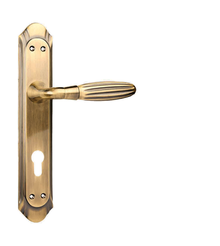 Classic mortise door handle and lock on plate  for houses