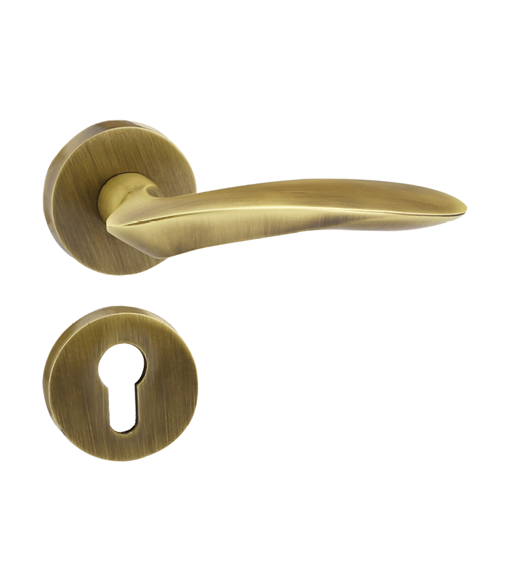 Customised mortise door handle and lock on rosette for chateaus