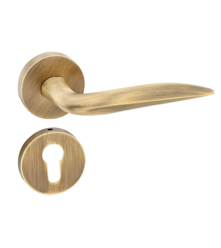 Customised mortise door handle and lock on rosette for hotels