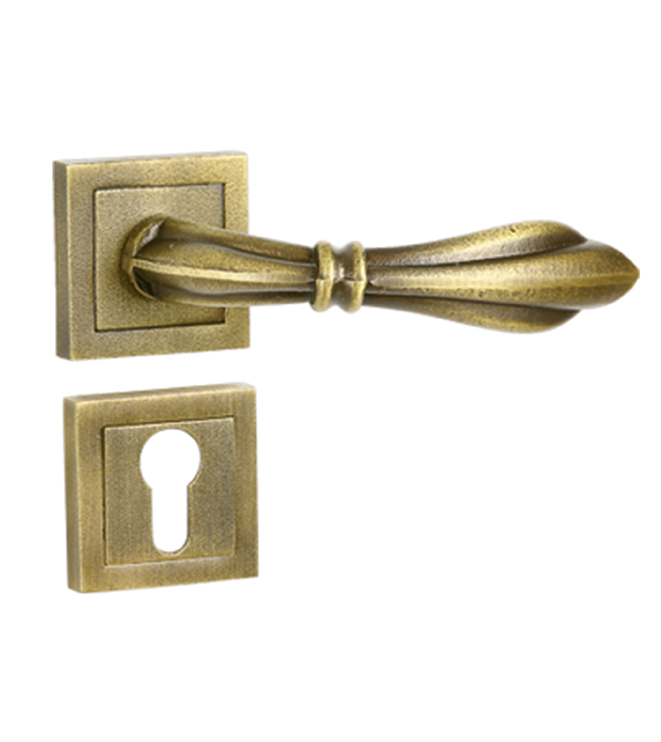 Customized mortise door handle and lock on rosette for apartments