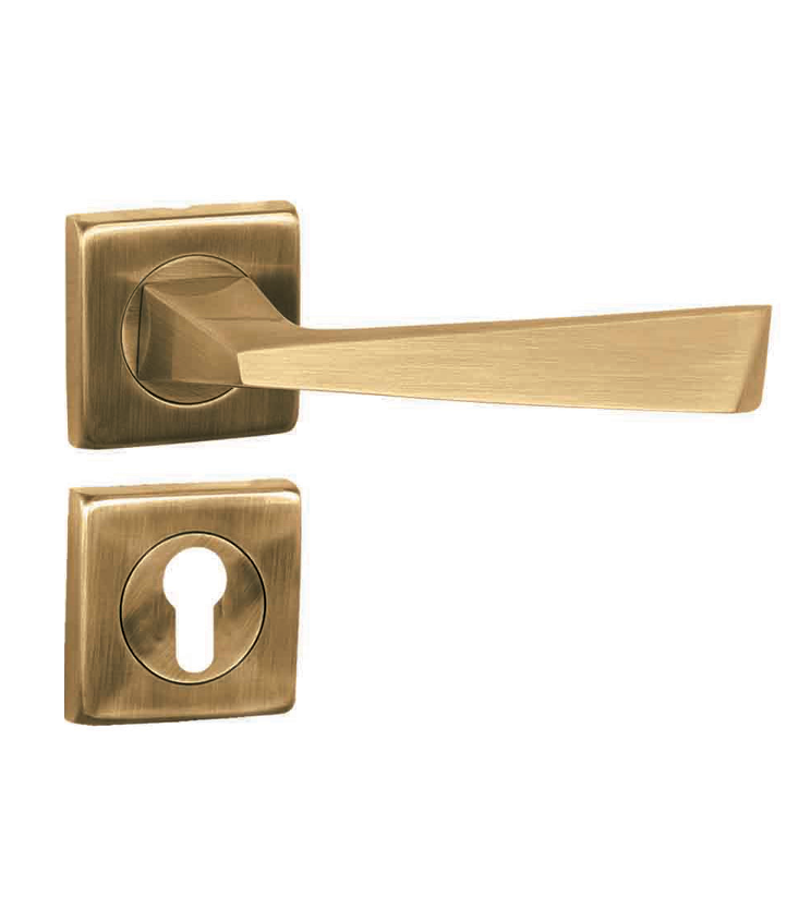 Fusion mortise door handle and lock on rosette for hotels