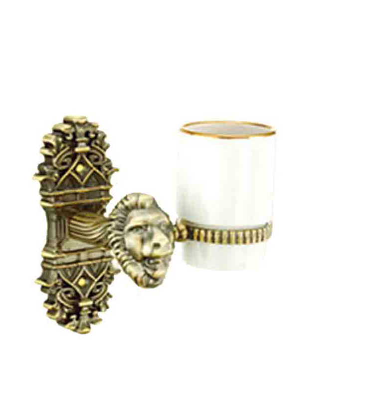 Gothic glass tumbler and holder for bathroom and powder room for homes