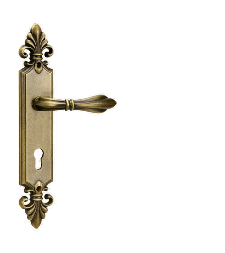 Hand made mortise door handle and lock on plate  for houses
