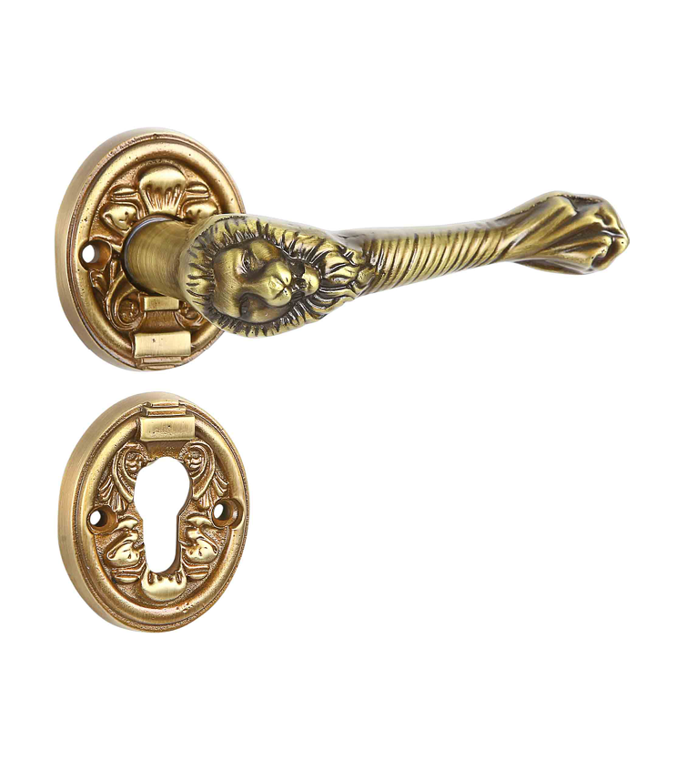 Heavy mortise door handle and lock on rosette for apartments