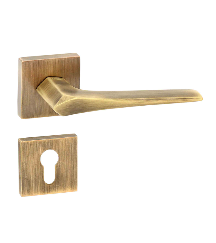Small mortise door handle and lock on rosette for chateaus
