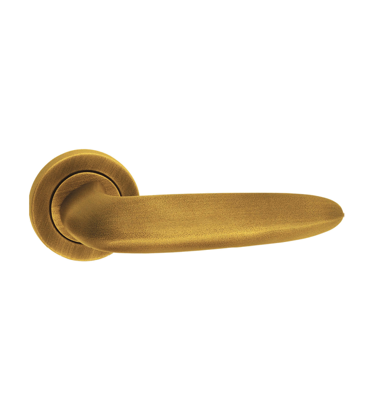 Small mortise door handle and lock on rosette for resorts