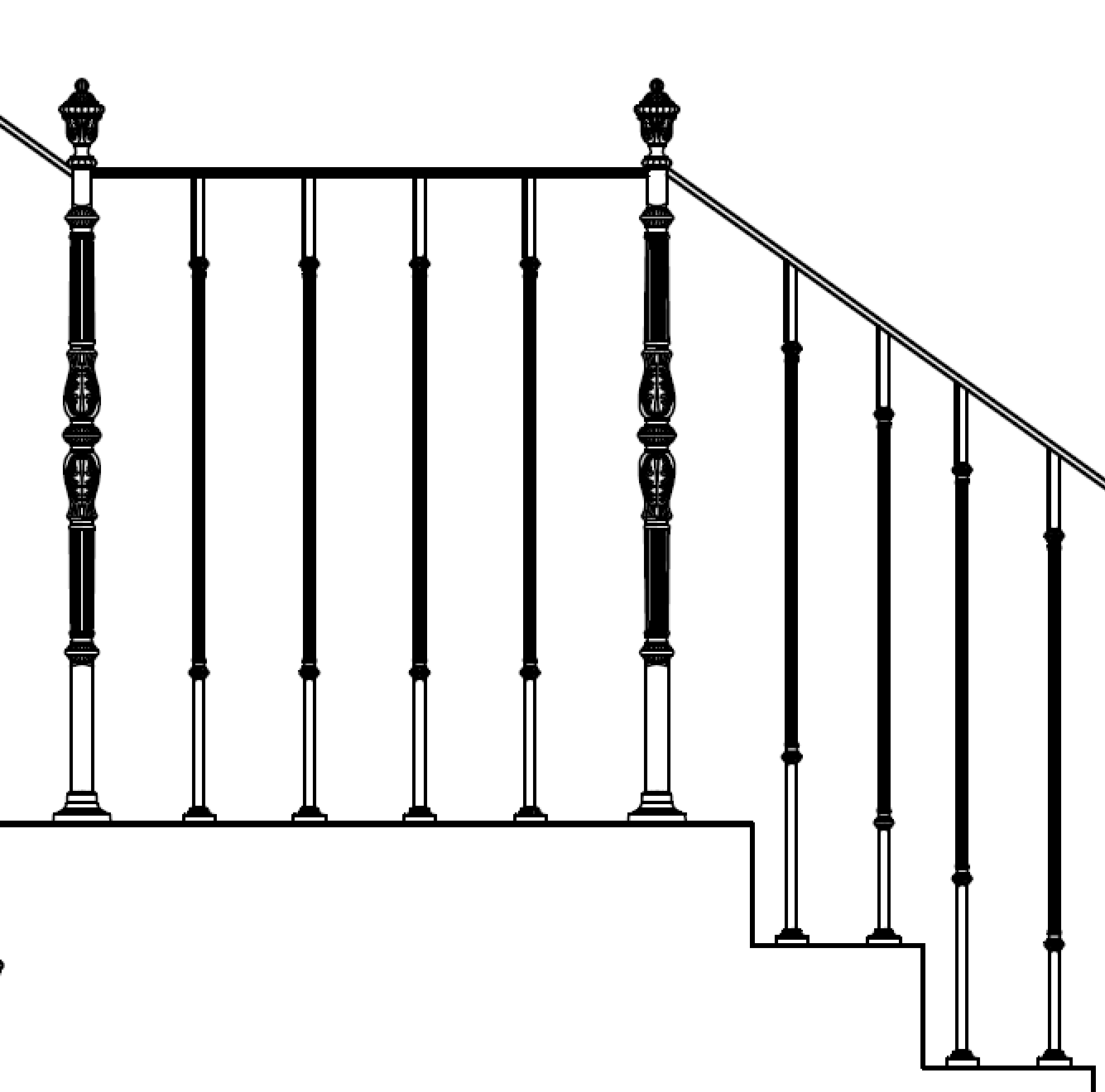 Designer Brass Staircase Railings & Baluster Handrail in Cast Iron